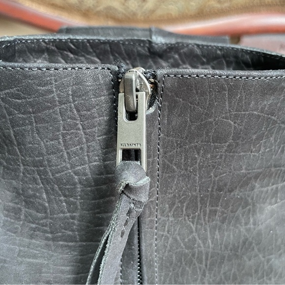 All Saints Black Embossed Leather Jonas Strap Booties Ankle Boots Heels Size 9 - Picture 12 of 13